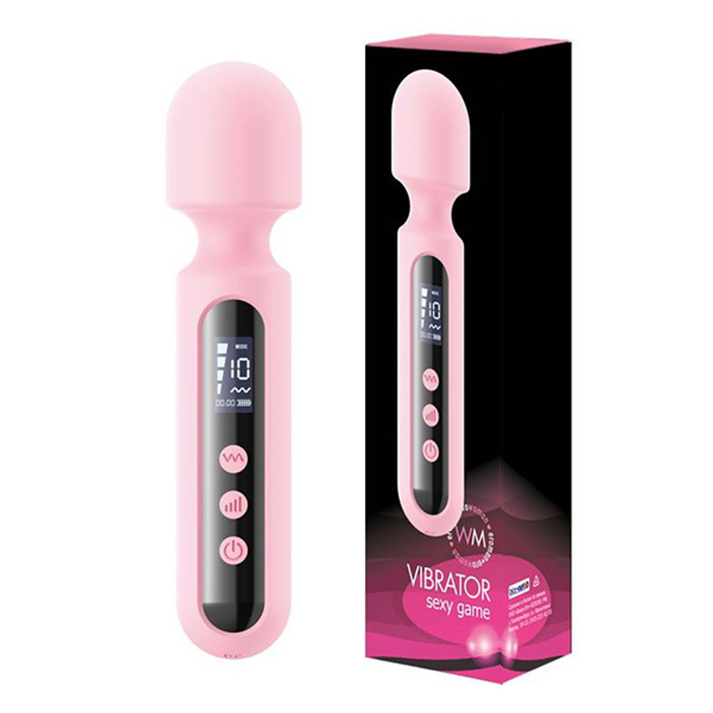 Розовый wand-вибратор с дисплеем Bior Toys Erowoman-Eroman EE-10292