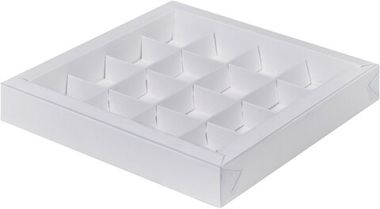 Коробка для конфет с пластиковой крышкой  16 конфет