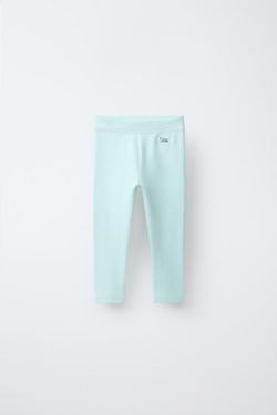 ZARA ЛЕГИНСЫ В РУБЧИК С НАШИВКОЙ, ЦВЕТ МОРСКОЙ ВОЛНЫ