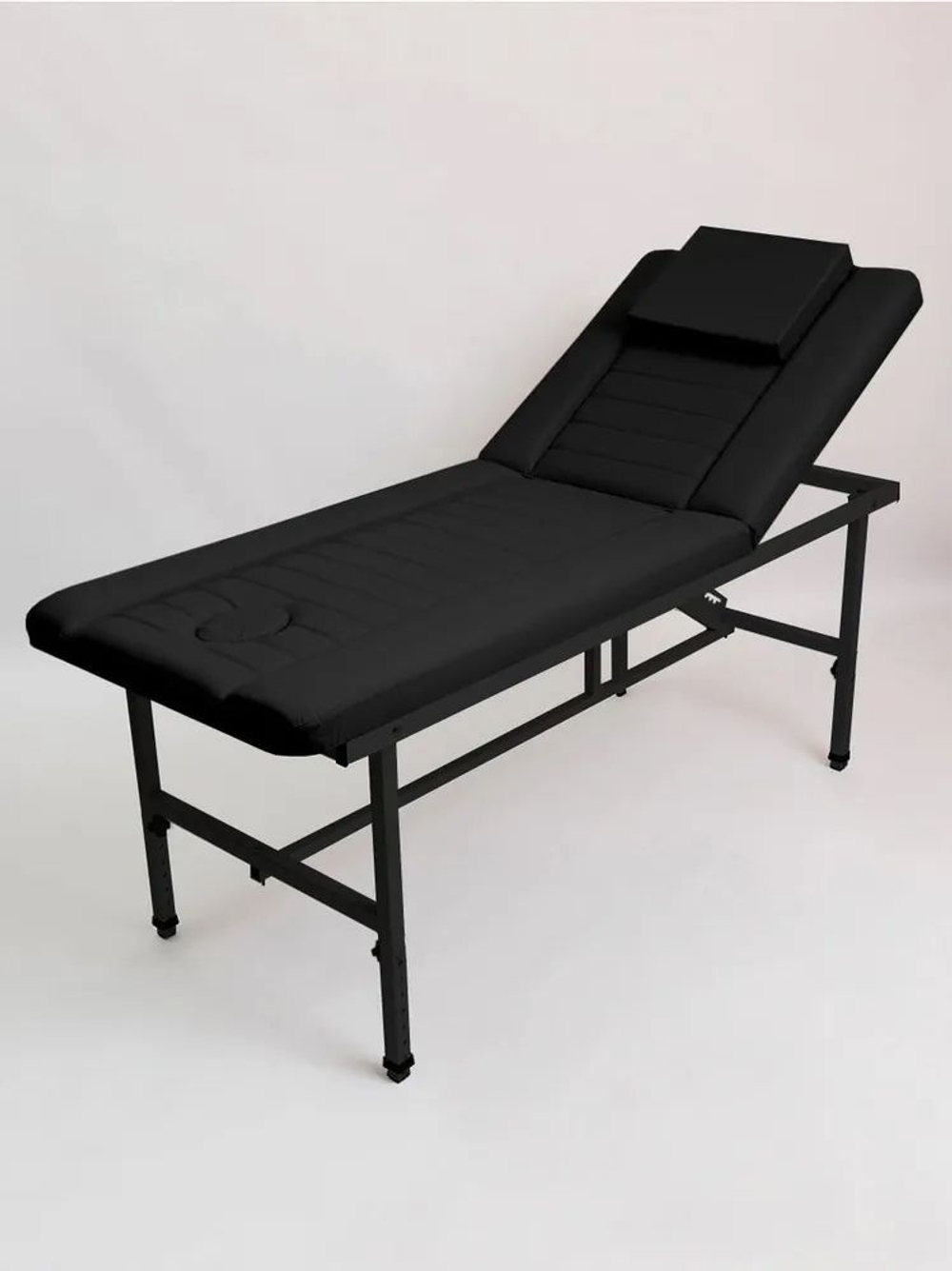 Массажный стол стационарный с прошивкой Massagecomplekt, с регулировкой высоты и вырезом для лица, 190*70, черный