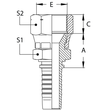 Фитинг DN 10 JIS 14x1.5 (45) (1 шестигранник)