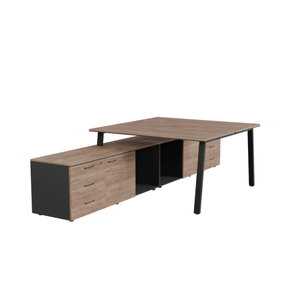 Бенч-система на опорной тумбе на А-каркасе левая 2 PREGO OFFICE 1400*3200/1635*750 ПОБСОТ-14.16АЛ