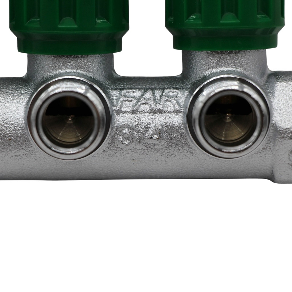 Коллектор регулирующий FAR 3/4" (ВР-НР) с 3 отв. 1/2"EU с вставкой под плоское уплотнение