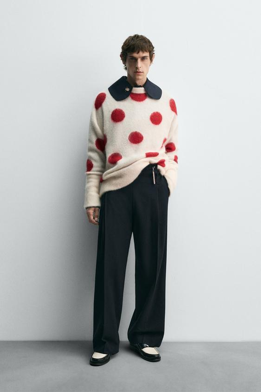 ZARA HARRY LAMBERT X DISNEY СВИТЕР В ГОРОШЕК, ЭКРЮ