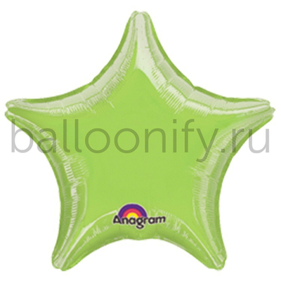 Фольгированная фигура, звезда, 19"/48СМ Металлик LimeGreen