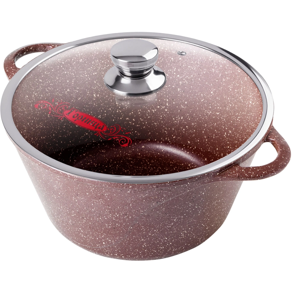 Кастрюля 8л 30*15см «Шоколад» со стеклянной крышкой к303аш