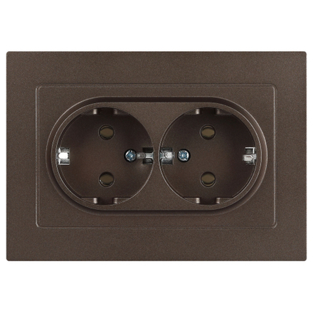 Розетка Intro Accent 6-205-08 2X2P+E Schuko, 16А-250В, IP20, СУ, AL/CU, бронза