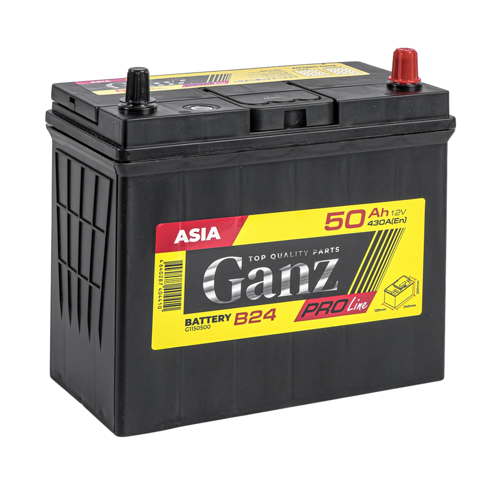 Аккумулятор GANZ PRO-Line JIS 50 А/ч обратный R+ 240x129x220 B24 EN 430 А