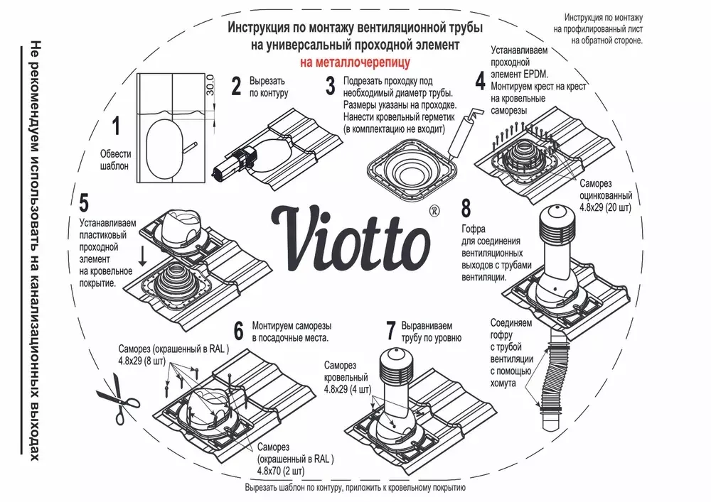 Труба вентиляционная Viotto с универсальным проходным элементом D-150 мм утепленная коричневый 8017R