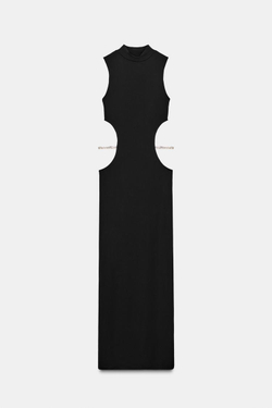 ZARA ПЛАТЬЕ С ВЫРЕЗОМ И СТРАЗАМИ, ЧЕРНЫЙ