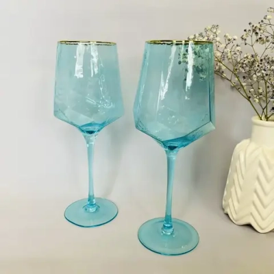 Бокал для вина 500мл «ICE CRYSTAL» в наборе 4шт, голубой