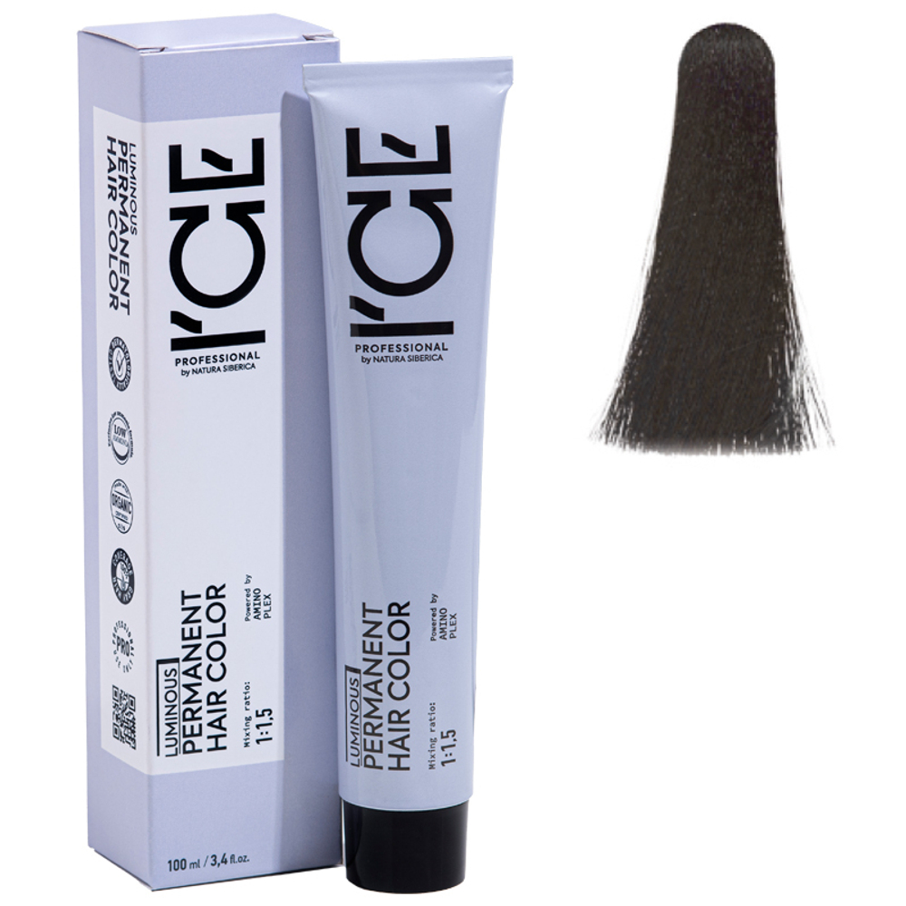 5.1 крем-краска ICE Permanent светло-каштановый пепельный - 100 мл.