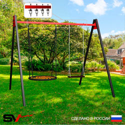 Уличные качели Sv Sport Maxi УК156.4В2 (3.0м/Гнездо 100см/Деревянные/Подвесы на втулке 2к)