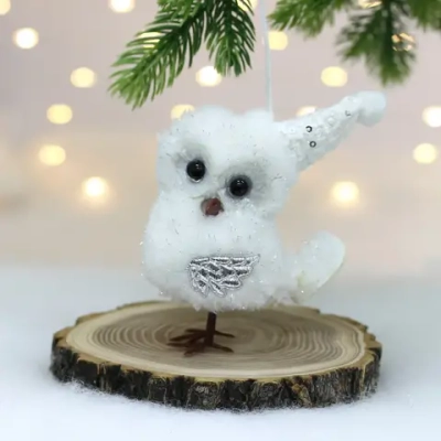 Ёлочная подвеска «Изящная сова» 10 см, Белый (микс дизайнов)