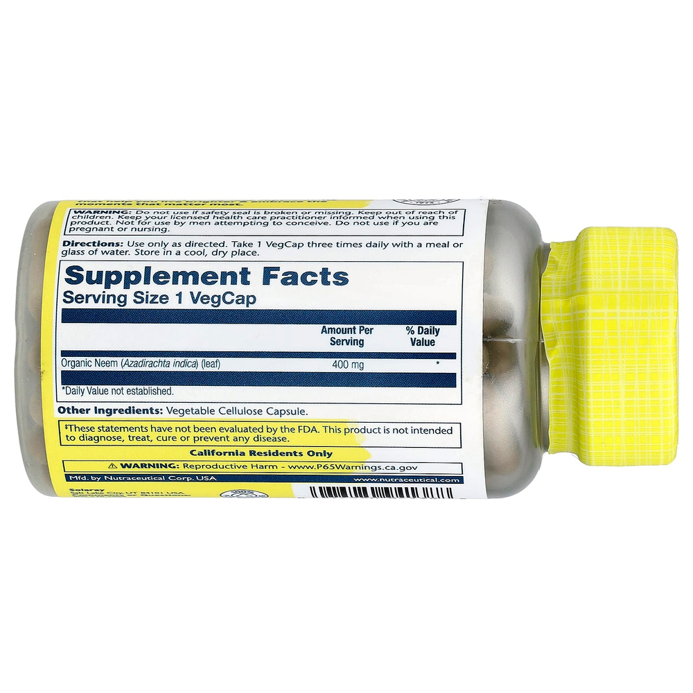 Solaray, ним, 400 мг, 100 растительных капсул