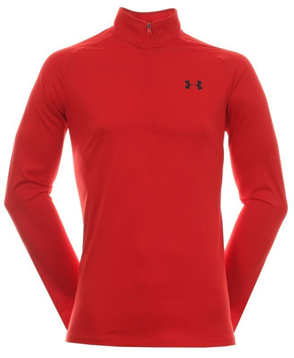Мужская теннисная футболка теннисная Under Armour UA Tech 2.0 1/2 Zip M - красный