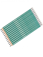 Карандаш ч/г Alingar HB, пластиковый, эластичный, с ластиком, шестигранный, заточенный, цвет корпуса зеленый, 12 шт/уп, картонная упаковка