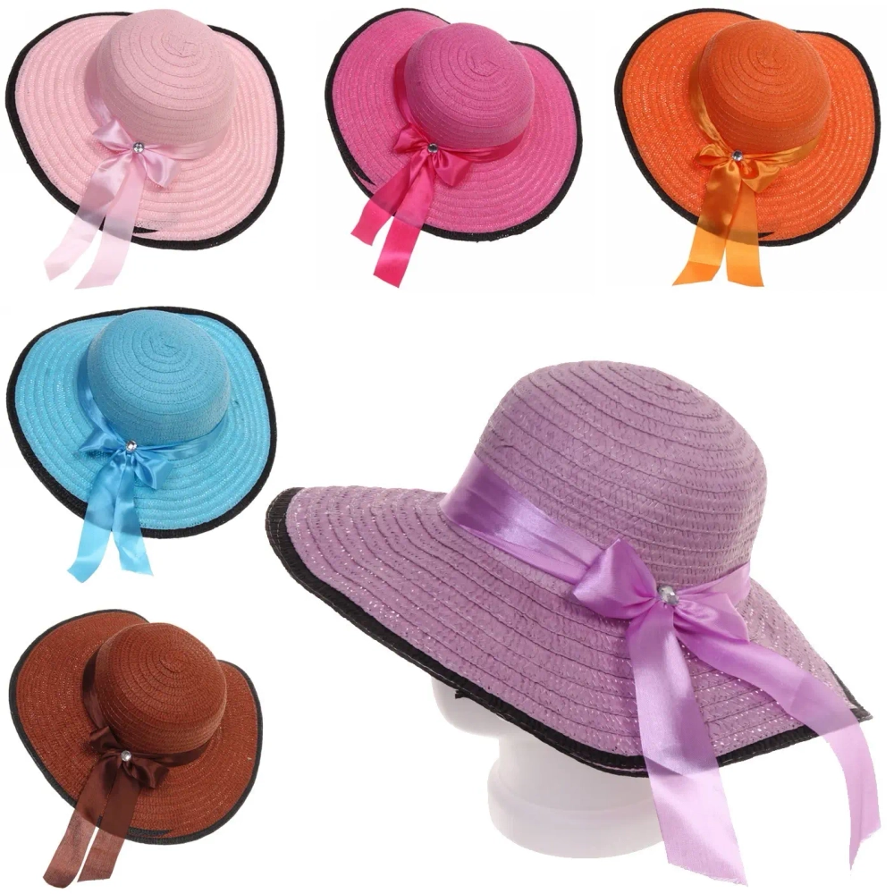 Шляпа женская с широкими полями «TiraMiSu- Бэлла», микс 6 цветов, р58, ширина полей 11 см