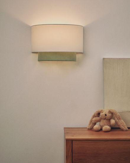 Настенный светильник Bianella из хлопка и бирюзового вельвета, Ø 40 см