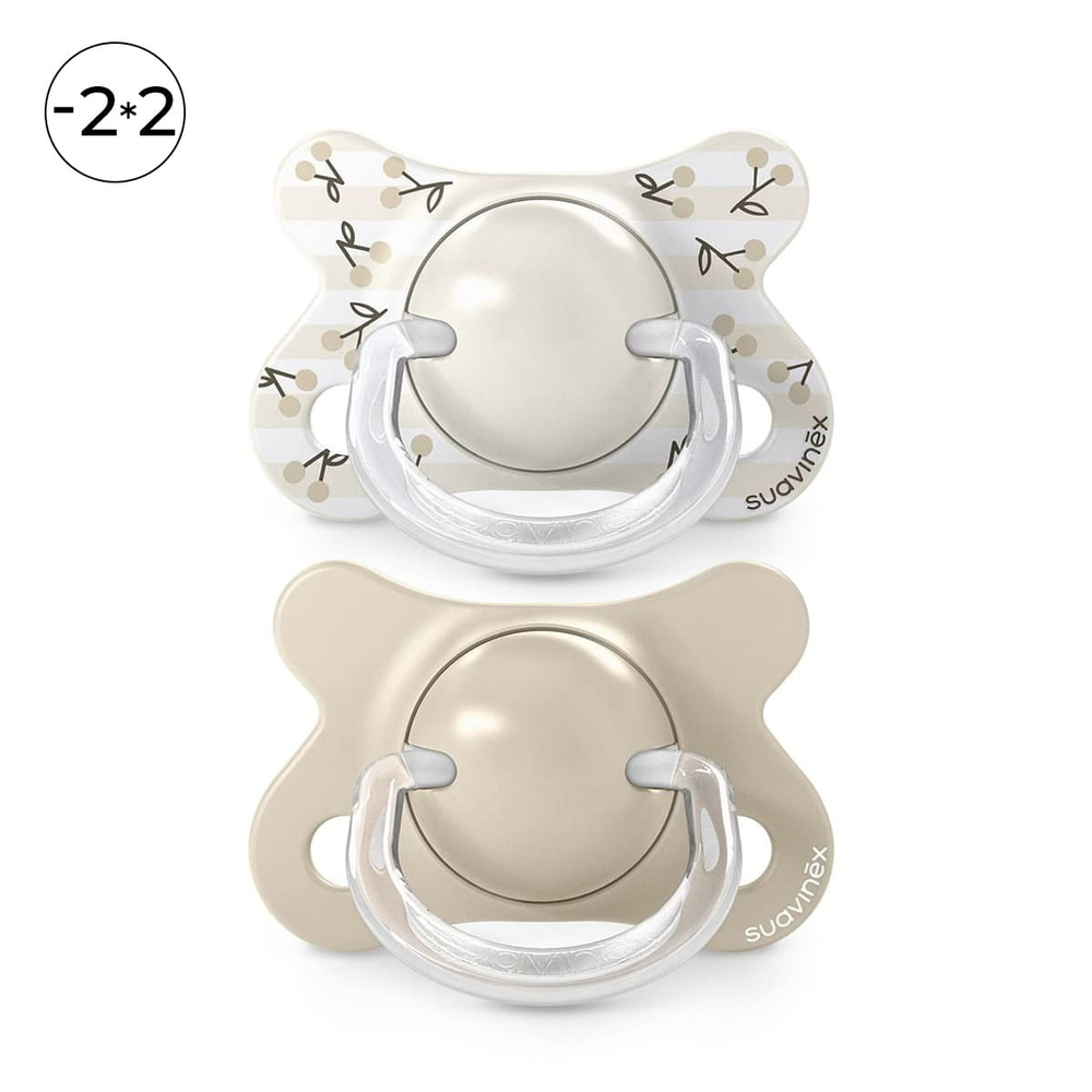 Набор физиологических пустышек Suavinex Birdies бежевый, -2/2 мес, 2 шт