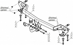 Фаркоп Motodor GAC GS8 2023 - н.в (с оцинков. шаром)(паспорт и сертификат в комплекте)(без электрики) арт.97803-A