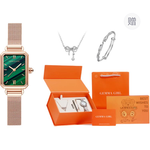 GEMMA GIRL Quartz Movement Steel Strap Watch Women"s Watch Green Dial