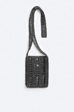 ZARA ПЛЕТЕНАЯ МИНИ-СУМКА, ЧЕРНЫЙ