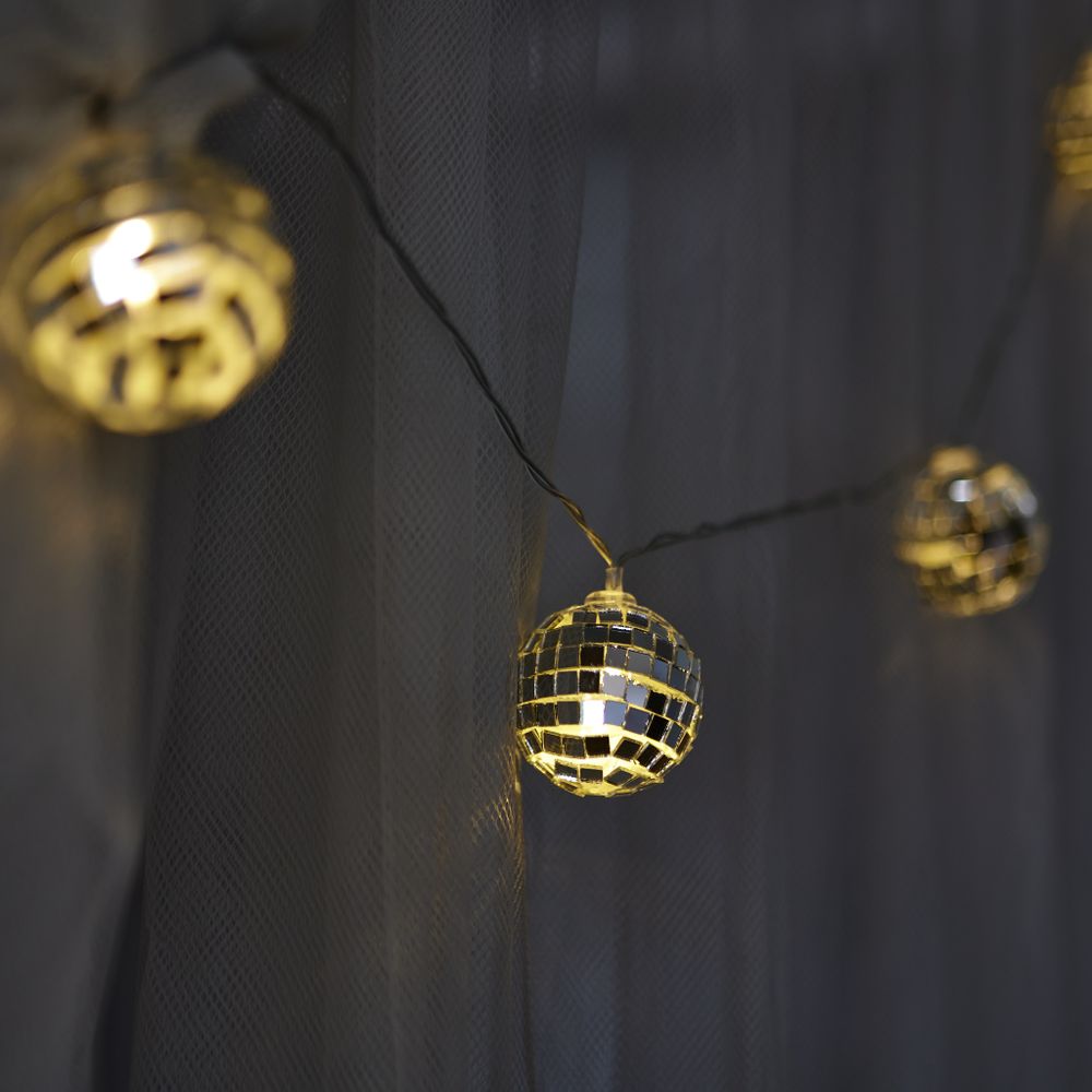 ULD-S1800-010-STB-3AA WARM WHITE IP20 DISCOBALLS Гирлянда светодиодная Диско. на батарейках 3AA не в-к. 1.8м. 10 светодиодов. Теплый белый свет. Провод прозрачный. TM Uniel