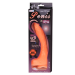 Реалистичный фаллоимитатор с выпуклыми венами и большой мошонкой - 23 см. (Цвет: телесный)