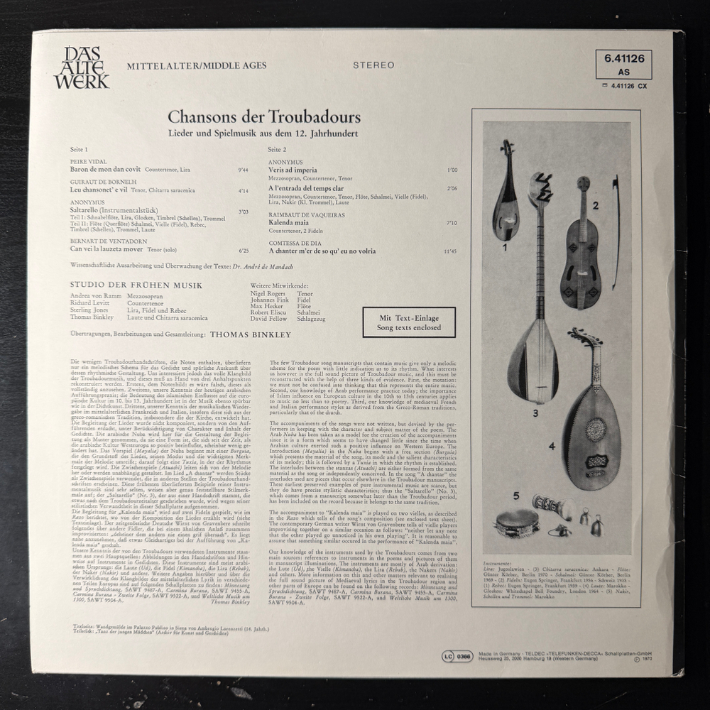 Шансоны трубадуров - Песни и игровая музыка 12-го века (Германия)Т