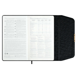 Ежедневник недатированный ESCALADA, А5, 160 л., арт. 70668/ 15 СТРАУС ЧЁРНЫЙ (кожзам: 126х211 мм, твёрдый переплёт, материал обложки: искусственная кожа "Страус"; способ крепления блока: ниткошвейный; декор: металлический шильд с декоративной металли