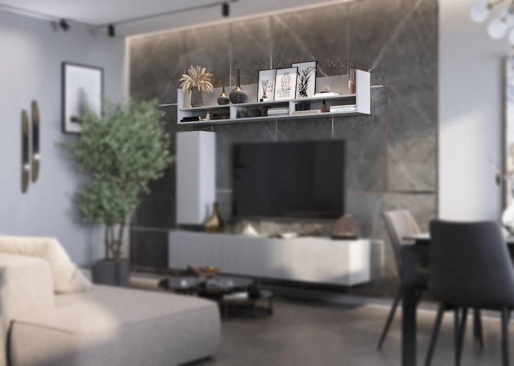 Полка настенная "Квинта" белый 1600*220*350мм, Велес