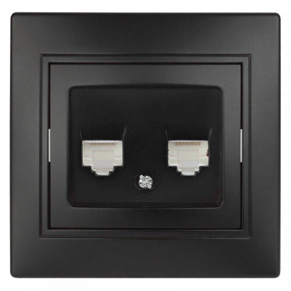 Розетка Intro Plano 1-304-05 информационная двойная 2xRJ45, СУ, антрацит