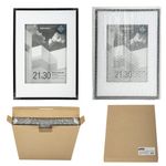 Рамка 21х30 см с паспарту 15х21 см небьющаяся, багет 5 мм, пластик, BRAUBERG "Smart", черная, 391280