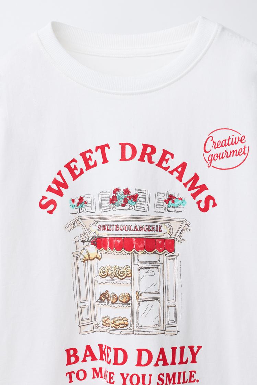 ZARA ФУТБОЛКА С ПРИНТОМ, БЕЛЫЙ