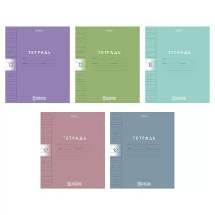 Тетрадь А5 12л косая лин. Hatber пласт.обл. "Color Set" 5диз.в блоке