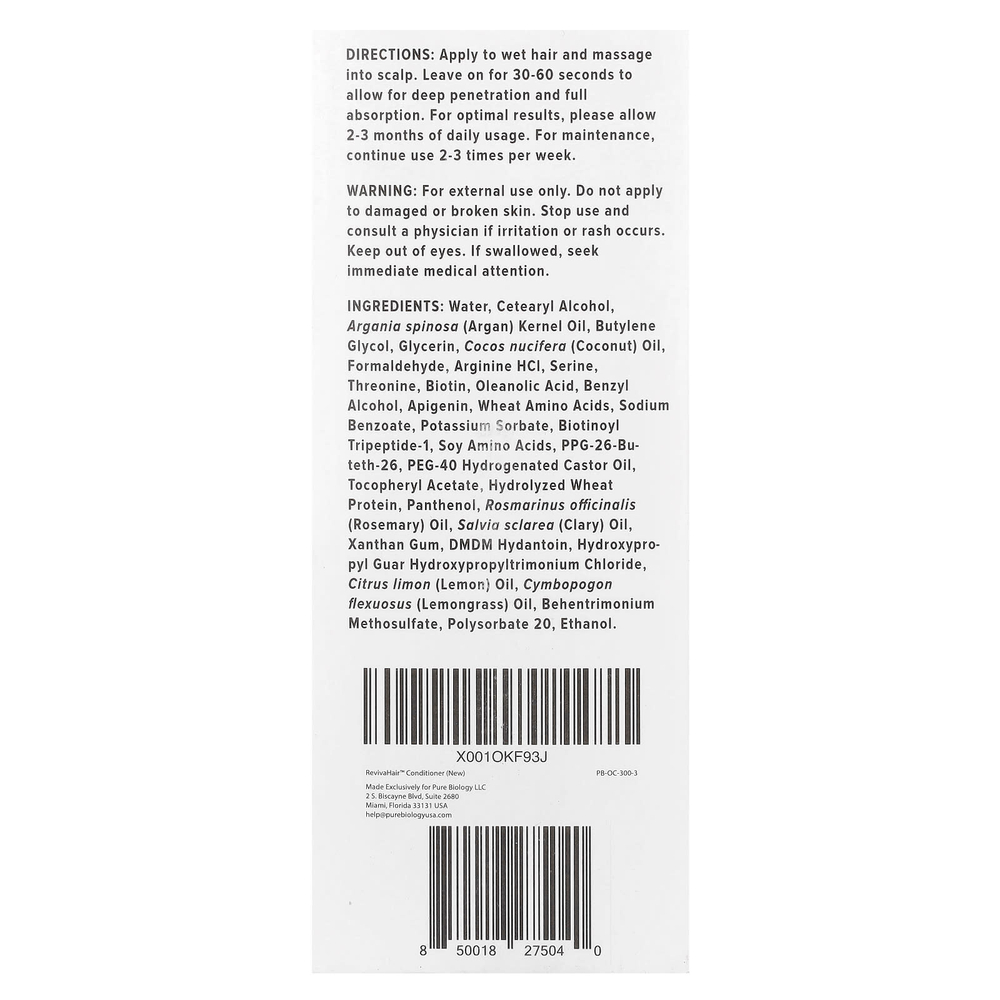 Pure Biology, RevivaHair ™, кондиционер для стимуляции роста и утолщения кожи, 240 мл (8 жидк. унц.)