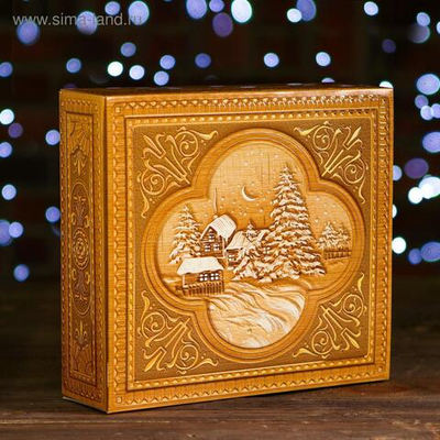 Новый год. Коробка картонная Шкатулка + пакет, 27 х 8,5 х 19 см