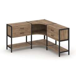 Shelf System Трехсекционный угловой стеллаж двухярусный с ящиками SN.STMU-231 Дуб Табак/Металл Черны