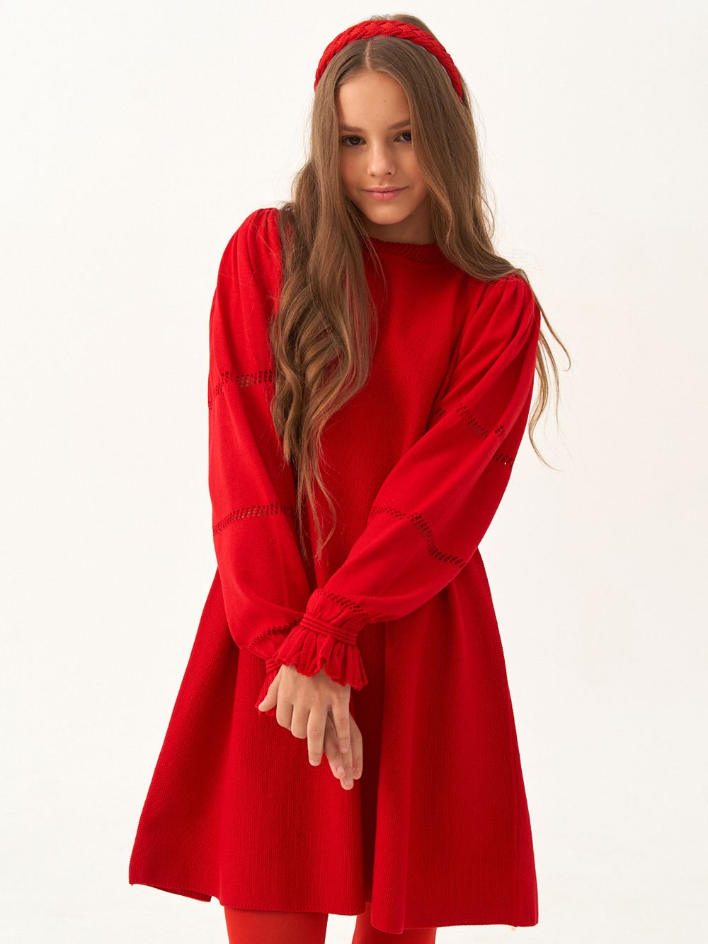 Платье для девочки с длинным рукавом AT1039 красный