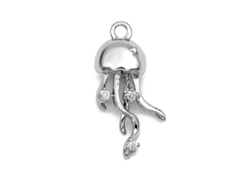 57133-р Подвеска "Медуза" 17мм со стразами, родий