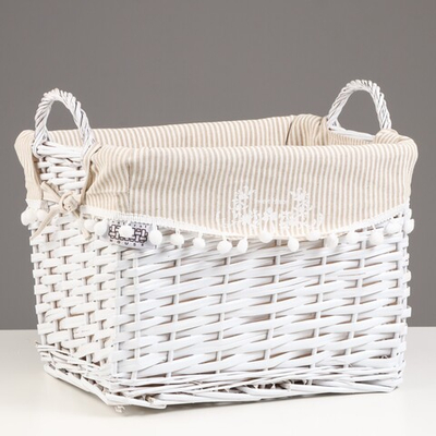 Корзина стеллажная высокая с ручками Колокольчик, 36х26х26 см (белый)