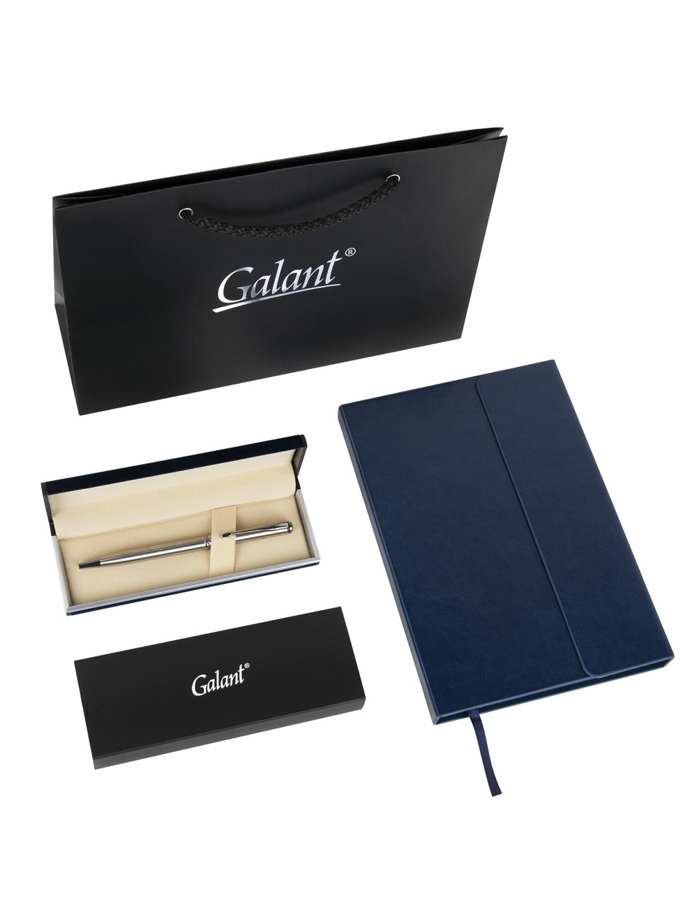 Набор ручка шариковая Galant "Traforo" синяя, 0,7мм, ежедневник и подарочный пакет