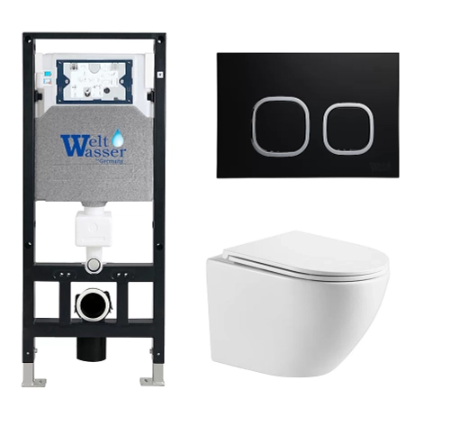 Унитаз с инсталляцией WeltWasser AMBERG 506 + MERZBACH 043 GL-WT + AMBERG RD-BL