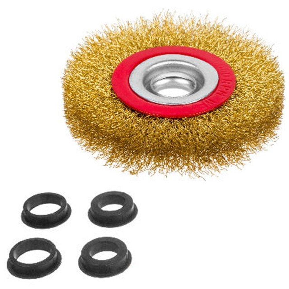 Щетка-крацовка круглая, диаметр 125 мм, посад. диаметр 20/16/13 мм