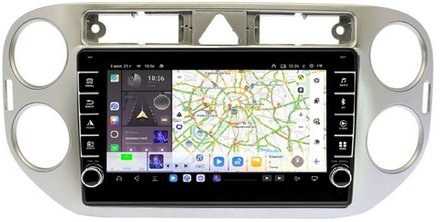 Магнитола для Volkswagen Tiguan 2011-2017 (рамка серая) - Carmedia OL-9908-2 (кнопки и крутилки) Android 13, TS20, 6+128Гб, CarPlay, 4G SIM-слот
