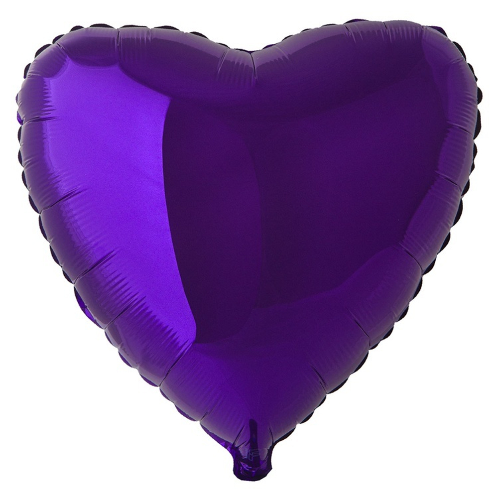 Сердце фиолетовое из фольги с гелием 46 см