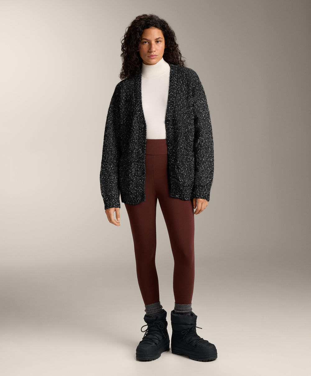 Oysho Кардиган с V-образным вырезом из непсов и 27% шерсти, черный