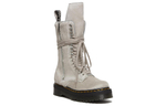 Dr. RICK OWENS x Dr.Martens Martin 1918 Leather Midi Martin Boots Taupe