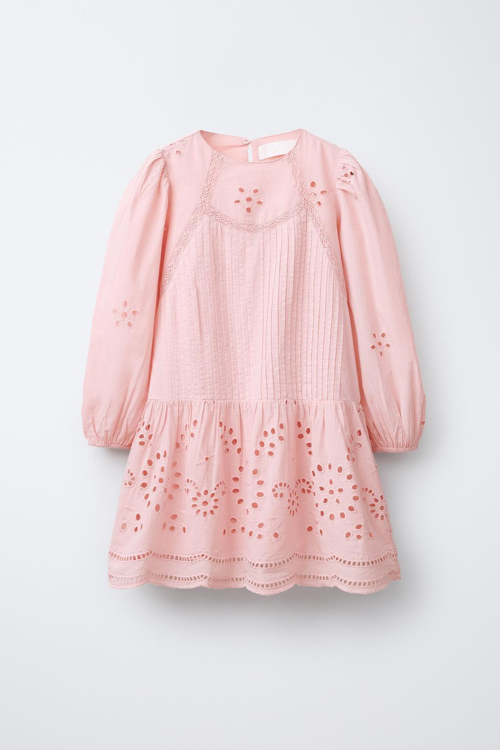 ZARA ПЛАТЬЕ С ВЫШИВКОЙ ШИФФЛИ, ЦВЕТ РОЗОВОГО ДЕРЕВА